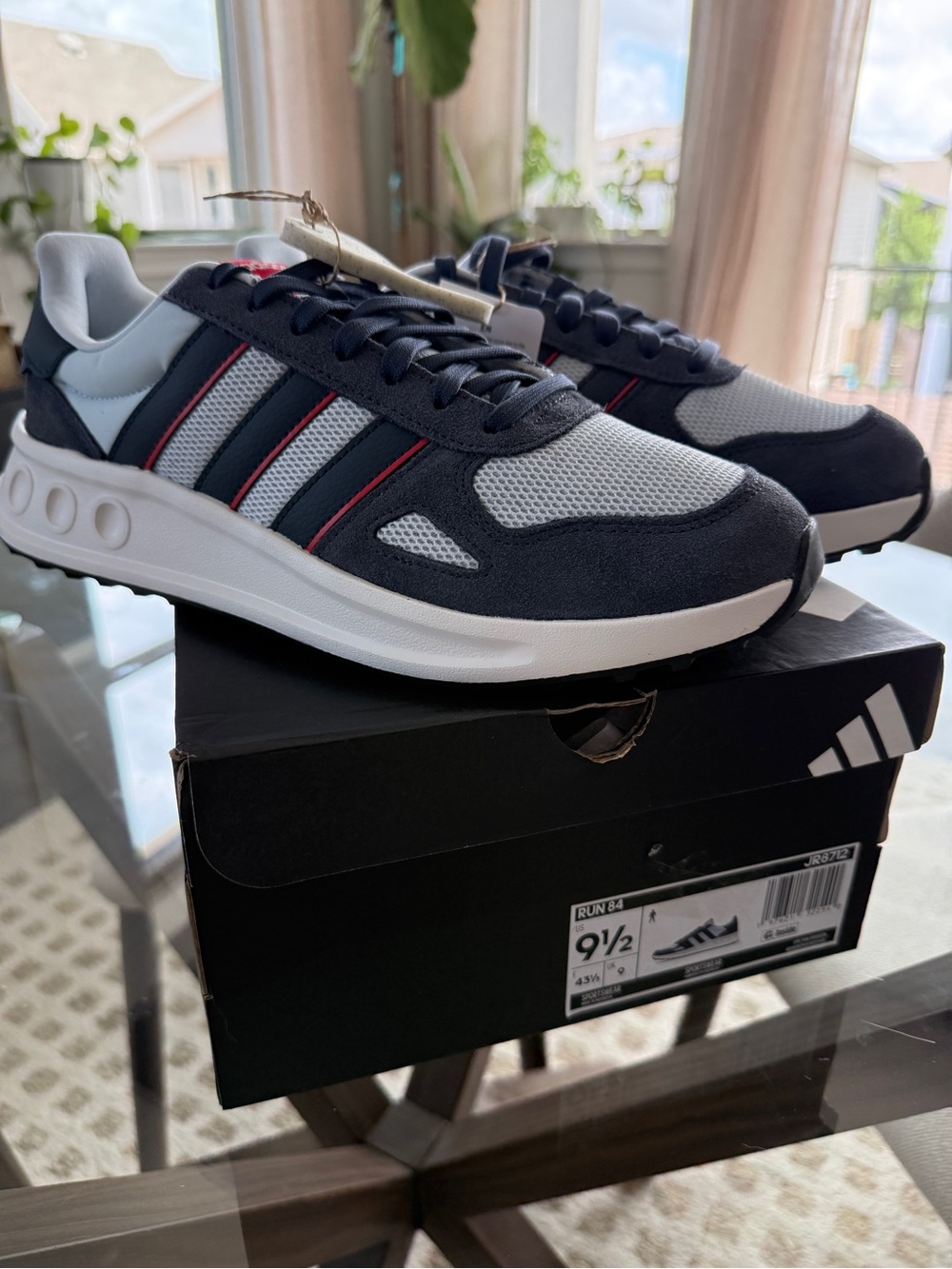 adidas Men's Navy, Gray and Red Accent Sneakers